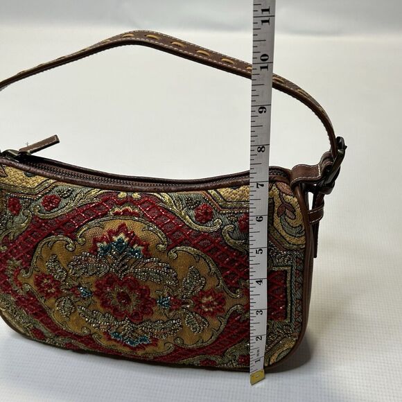 Isabella Fiore Floral Tapestry Glass Bead Embellished Leather Shoulder Bag - Picture 12 of 16
